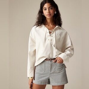J Crew Lace-Up Pullover Shirt Excellent Condition